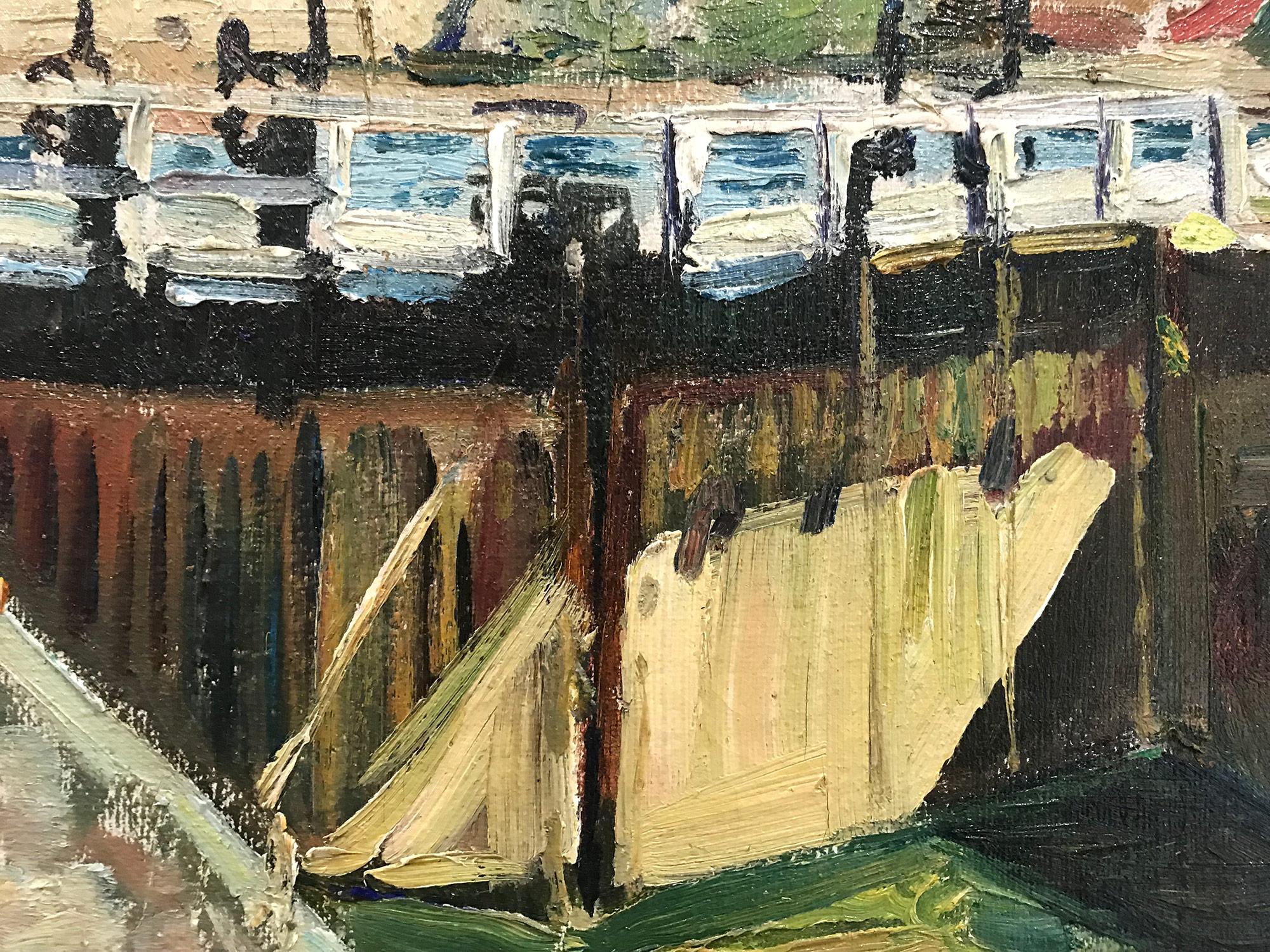 „Canal Locks, Devon, England“, Öl auf Leinwand, impressionistisches Landschaftsgemälde im Angebot 2