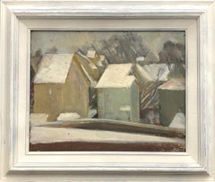 "Houses" Framed Original Oil on Hardboard.