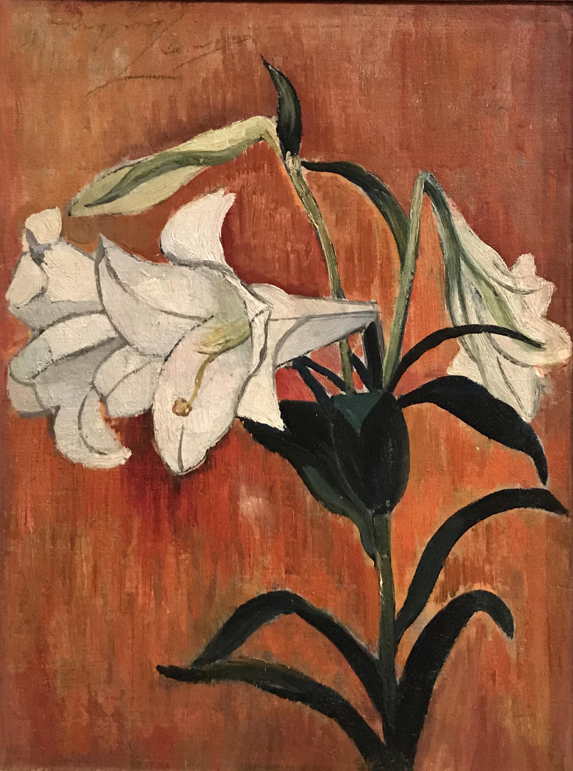 Still Life with Lilies - Painting by Hayley Lever