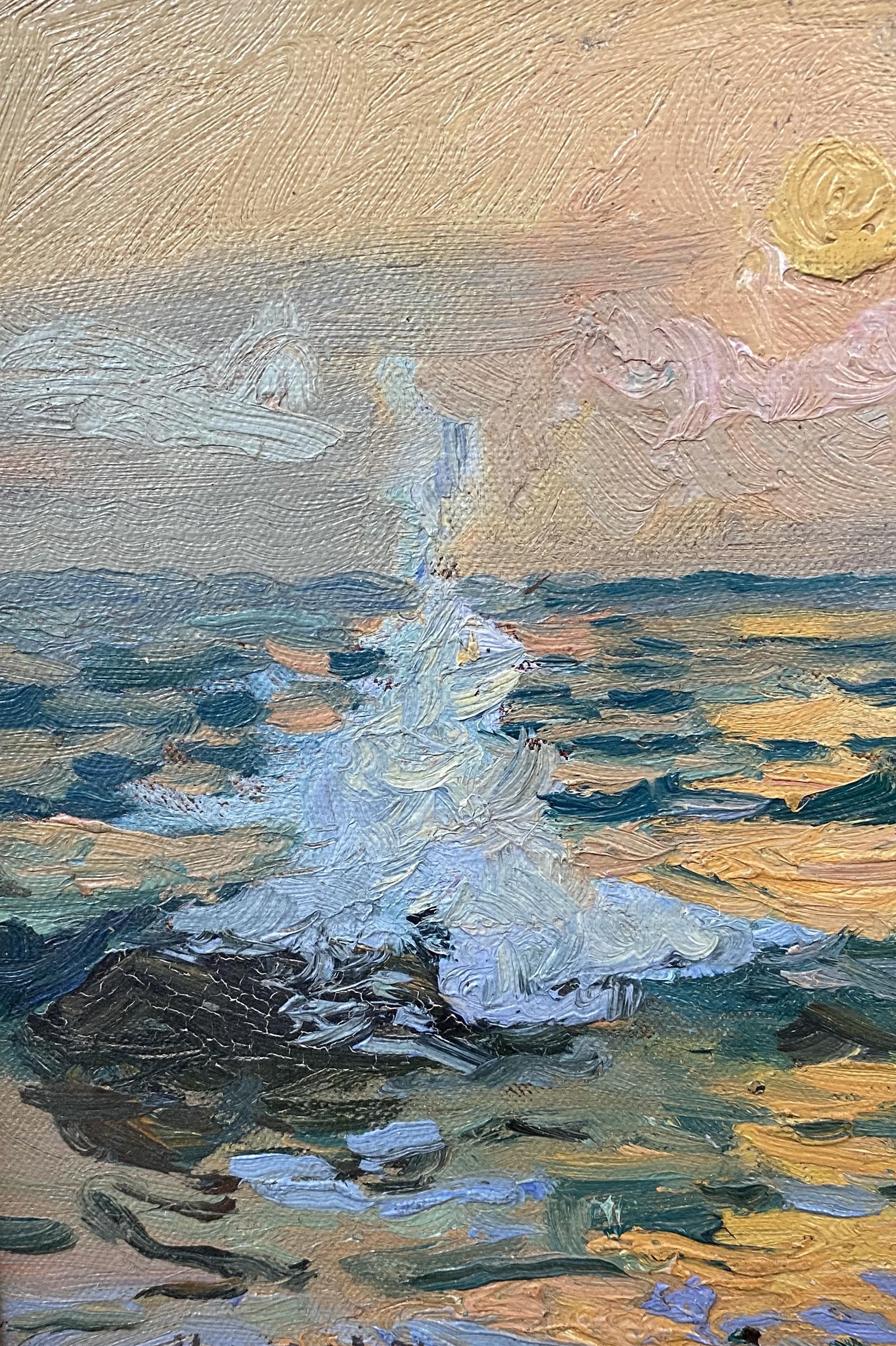 Eine feine post-impressionistischen Sonnenuntergang Ölgemälde von amerikanischen Künstler Hayley Lever australisch-amerikanischen Künstler Hayley Lever (1876-1958). Lever wurde in Adelaide, Australien, geboren und studierte zunächst am Prince Alfred