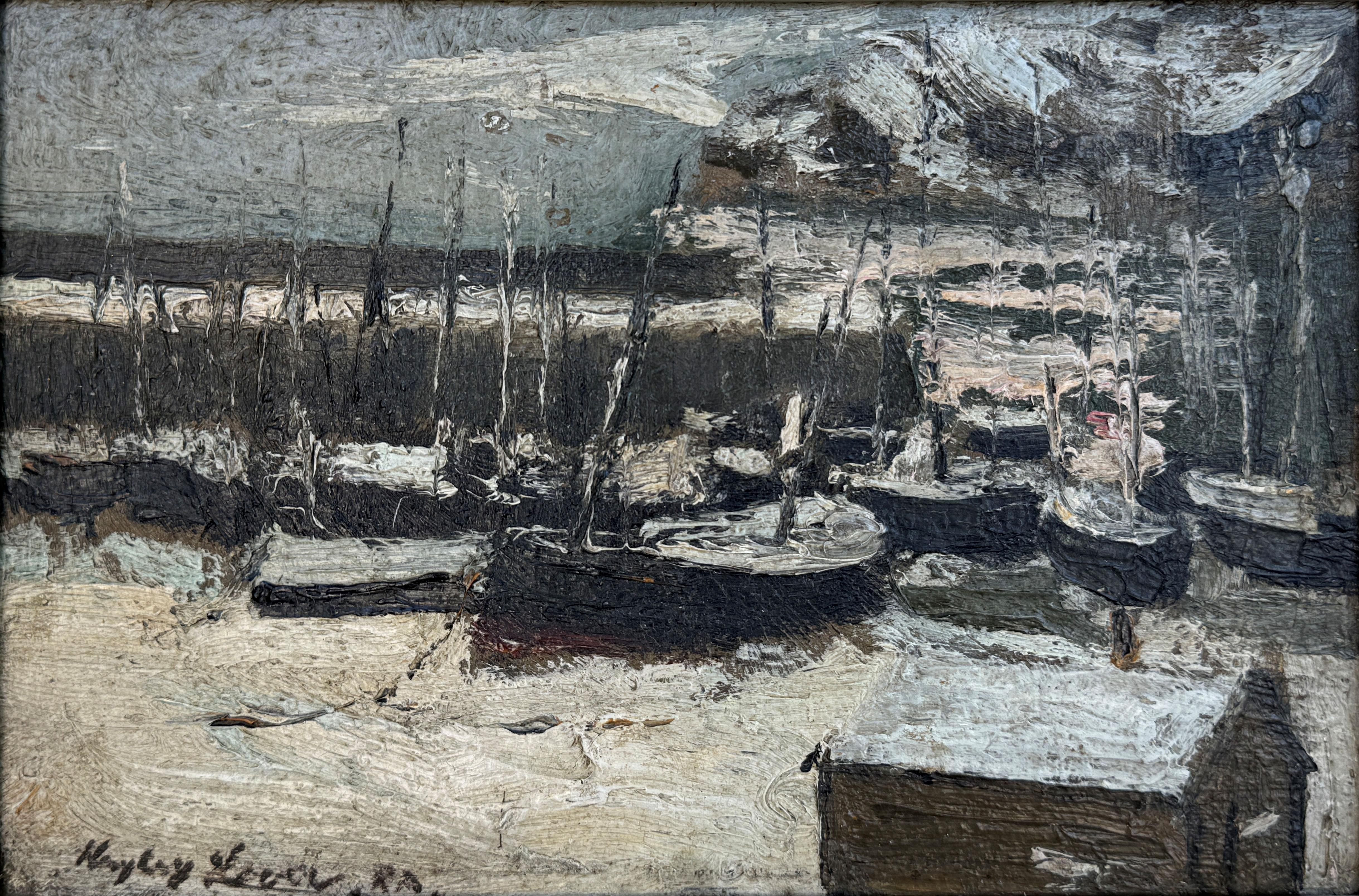 Hayley Lever
Winter in St. Ives
Signiert unten links
Öl auf Leinwand
8 1/2 x 11 1/4 Zoll


Die Vielseitigkeit von Hayley Lever hat seinem posthumen Ruf geschadet. Er war nie einer einzigen Kunstrichtung zuzuordnen, sondern schuf impressionistische,