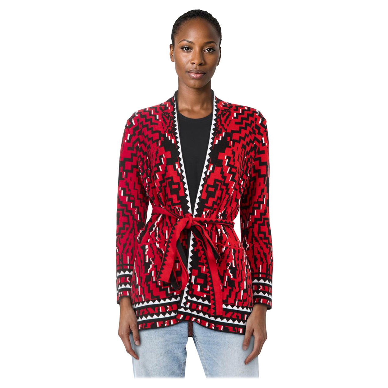 Hayley Menzies - Cardigan ceinturé à motif abstrait - Taille XS en vente