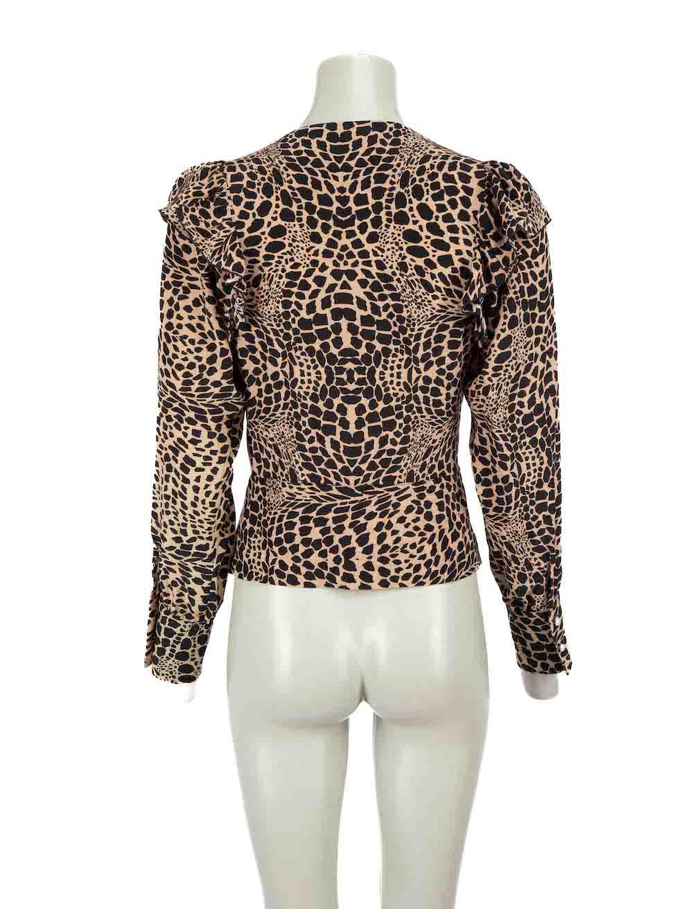 Hayley Menzies Animal Print Ruffled Blouse Size XS In Good Condition For Sale In London, GB
