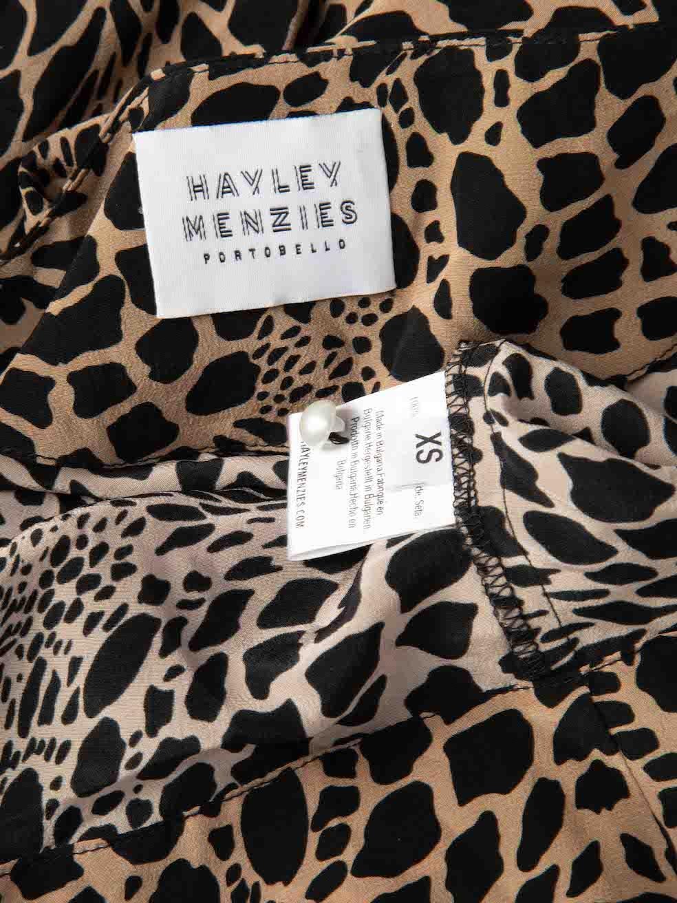 Hayley Menzies Animal Print Ruffled Blouse Size XS For Sale 1