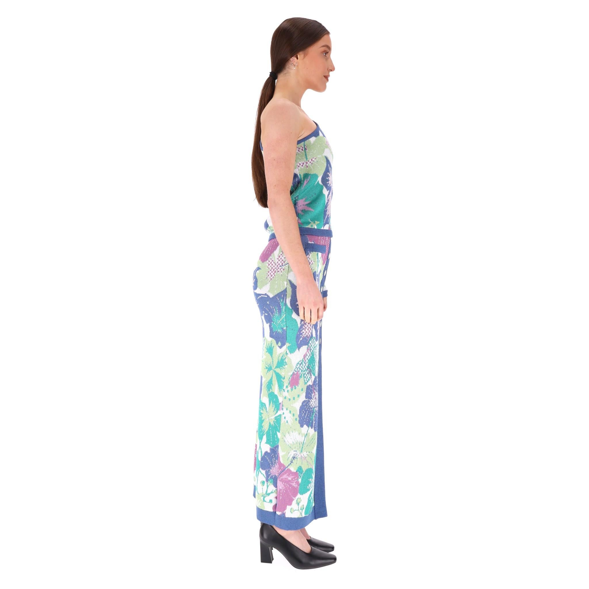 Bleu Hayley Menzies - Ensemble top et jupe en jacquard floral en vente