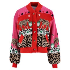 Hayley Menzies Bombermantel/Jacke aus Leopardenmuster aus Strick