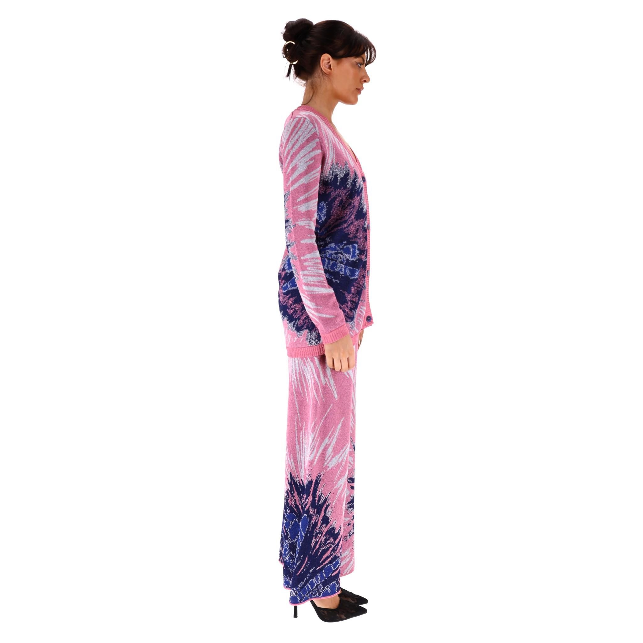 Purple Hayley Menzies Metallic Tie Dye Knitted Cardi Top & Matching Culottes For Sale