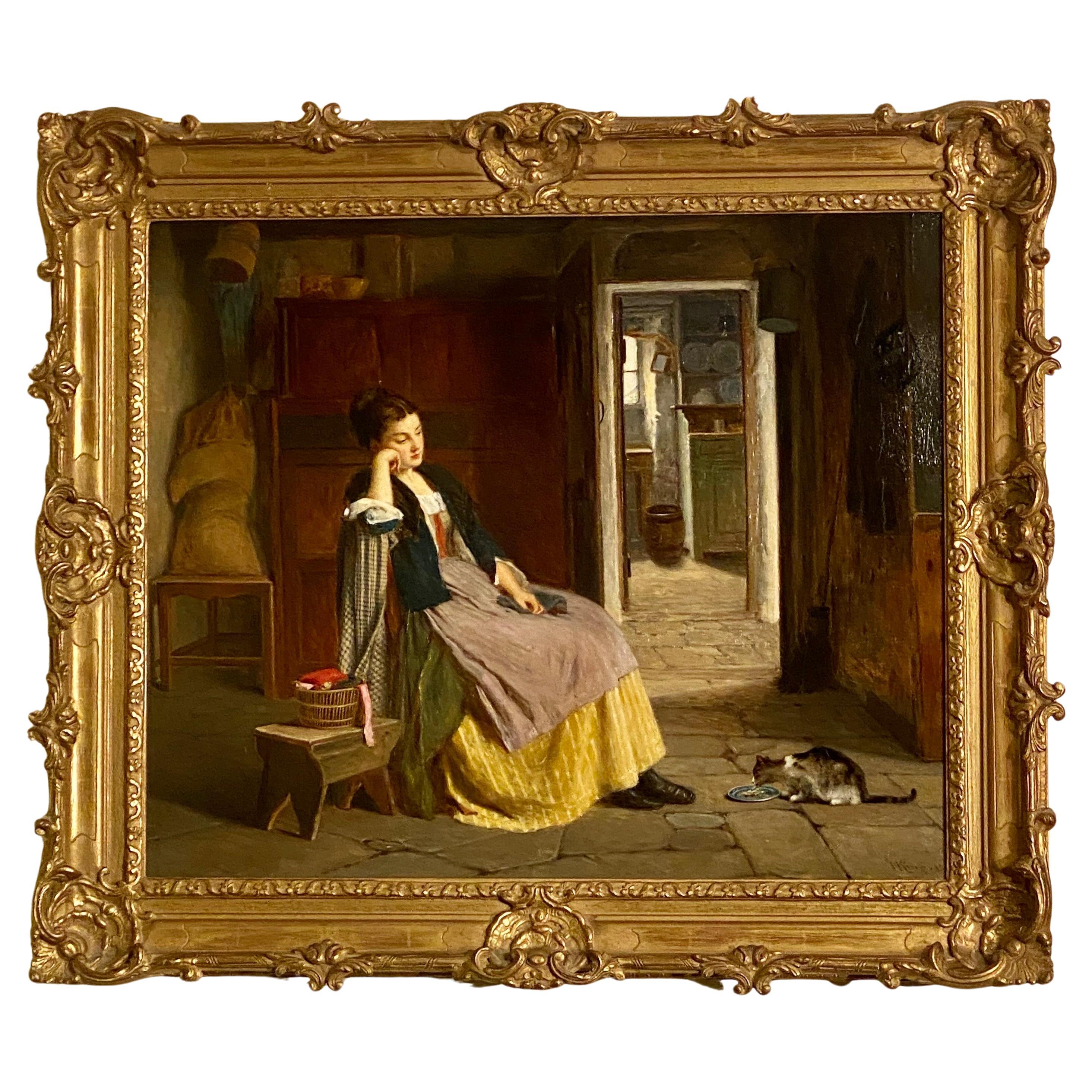  Haynes King (1831-1904 britannique)  Grande peinture victorienne ancienne signée en vente