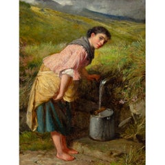 Raccolta di primavera, pittura a olio della fine del XIX secolo