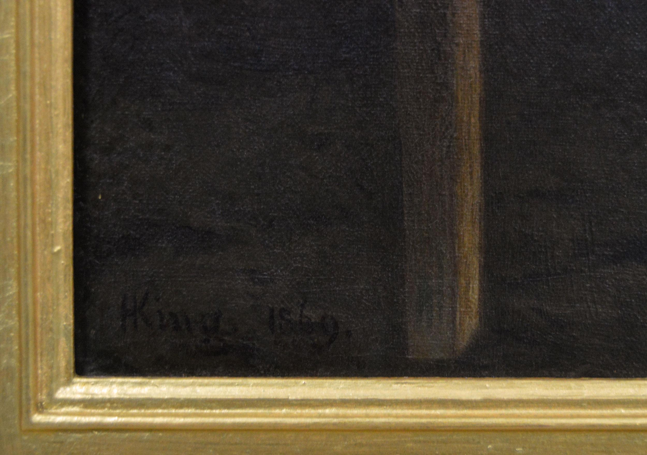 Pintura al óleo de género a gran escala de una familia en el interior de una casa de campo en venta 3