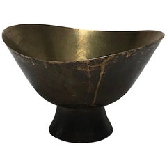 Retro Hayno Focken Footed Bowl Hammered Brass Bauhaus