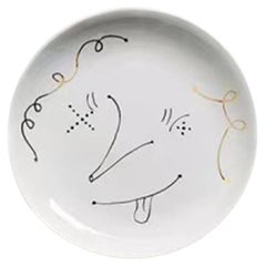 Hayon Soup Plate White Black and Gold Graphics by Bosa