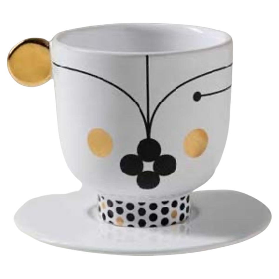 Hayon Tea Cup White Black And Glossy Gold Graphic By Bosa