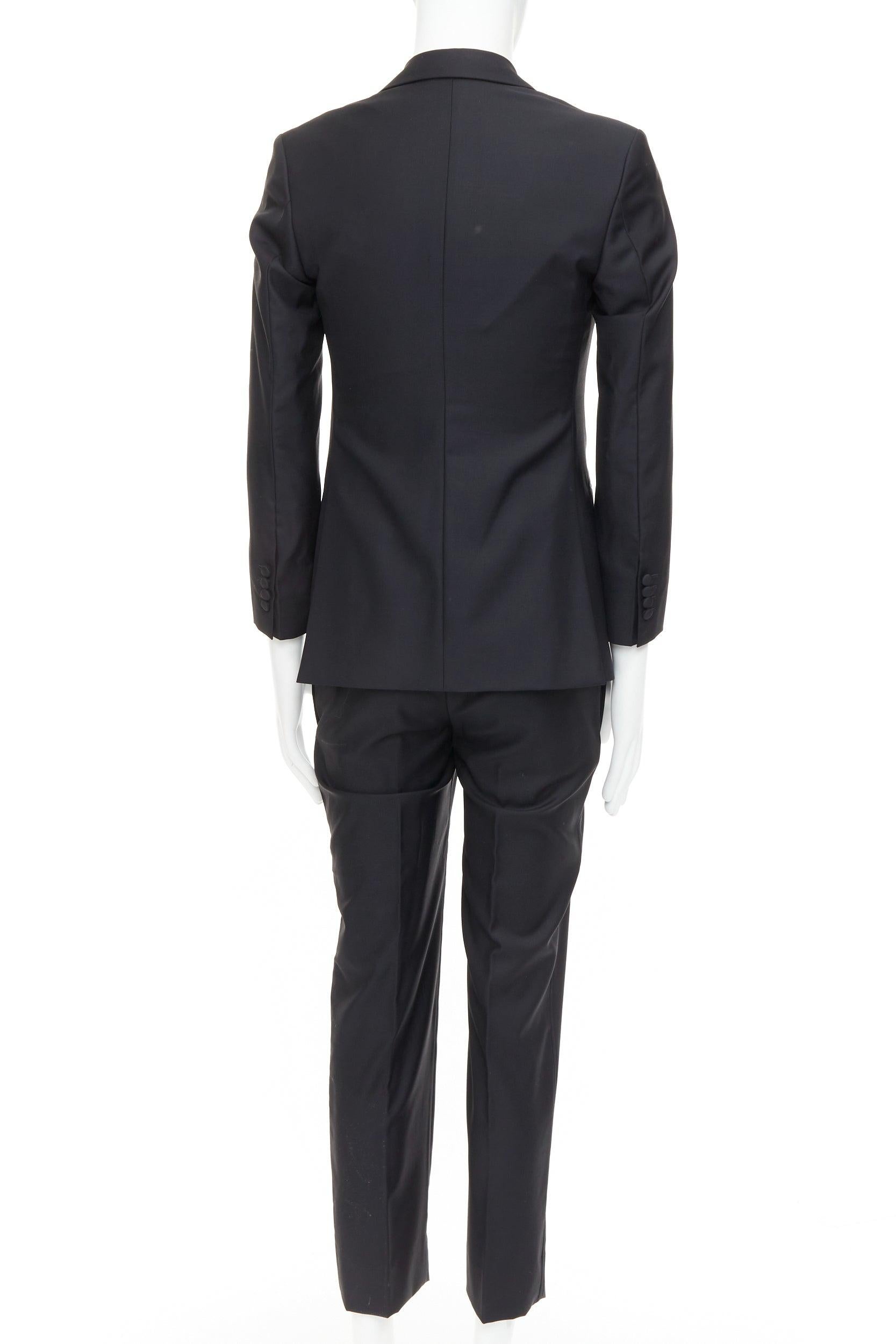 HAYWARD black wool mohair peak lapel double breasted tuxedo suit Sz36 XS Negro en venta