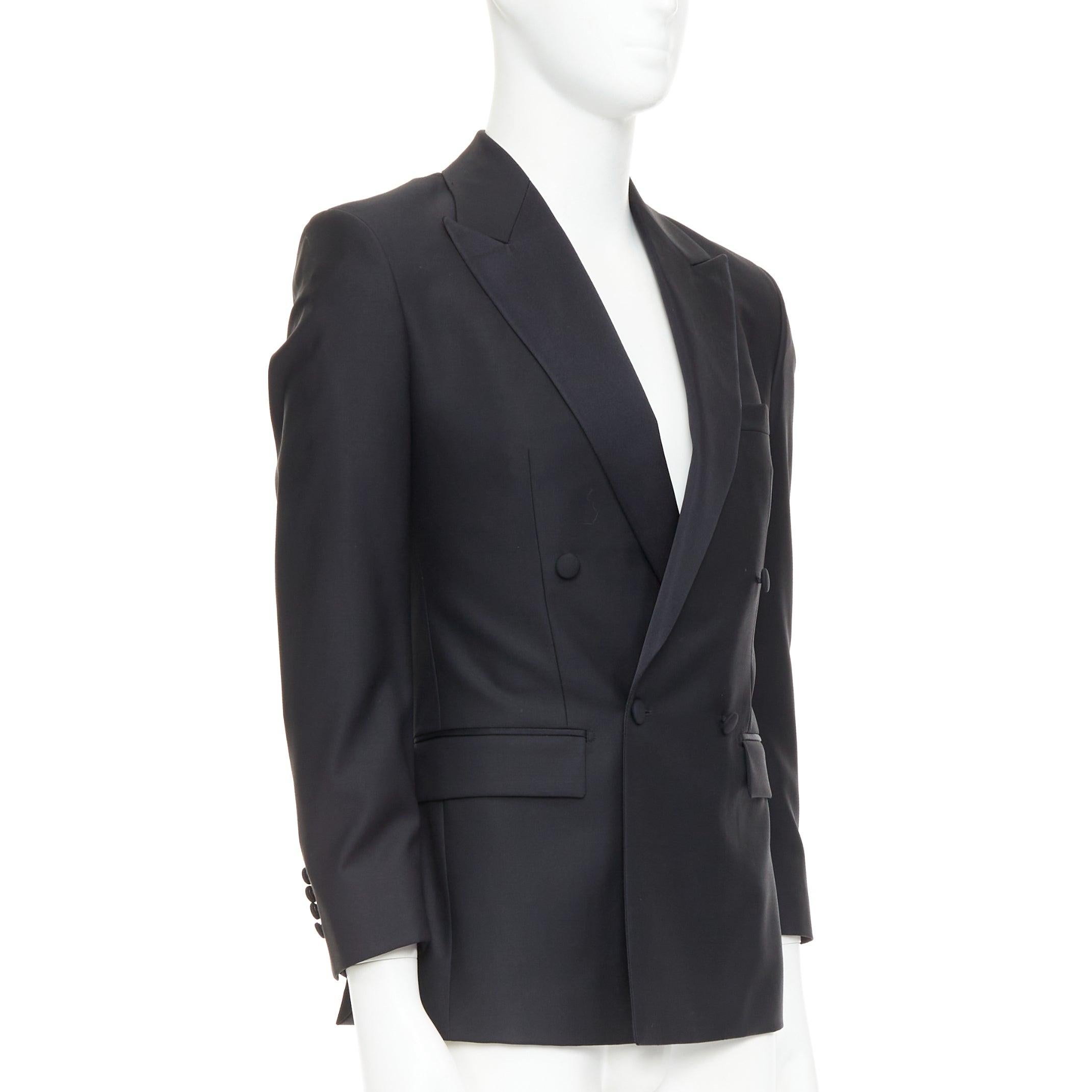 HAYWARD black wool mohair peak lapel double breasted tuxedo suit Sz36 XS en Bueno estado para la venta en Hong Kong, NT