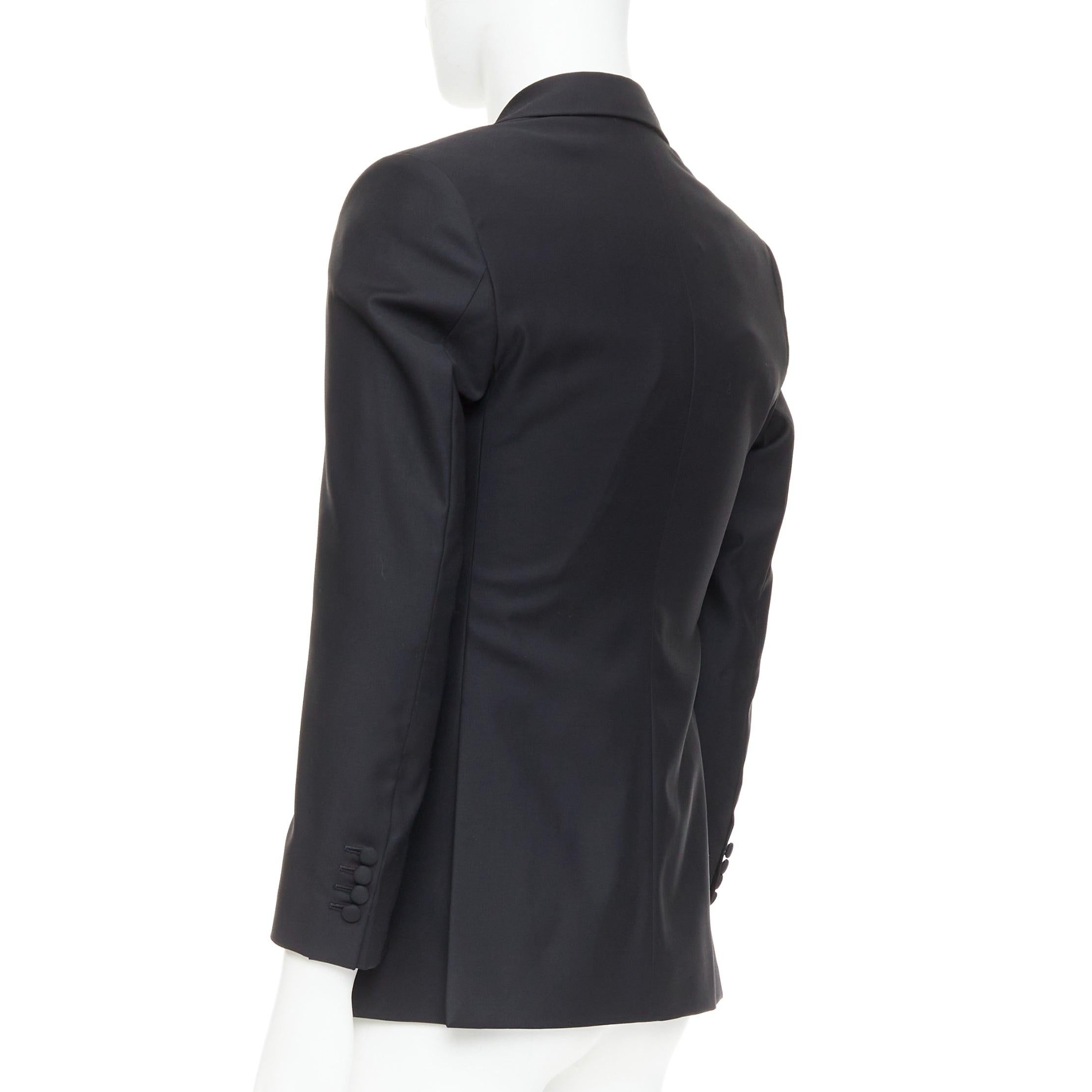 HAYWARD black wool mohair peak lapel double breasted tuxedo suit Sz36 XS en venta 2