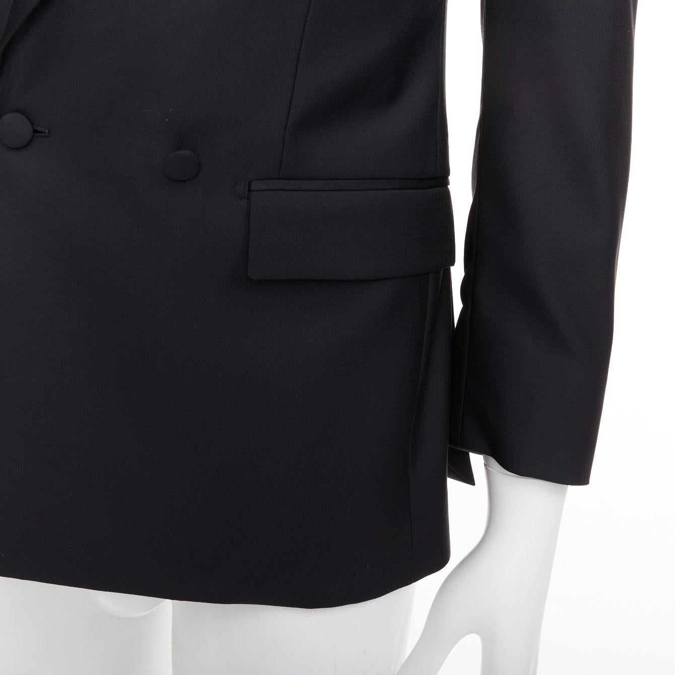 HAYWARD black wool mohair peak lapel double breasted tuxedo suit Sz36 XS en venta 4