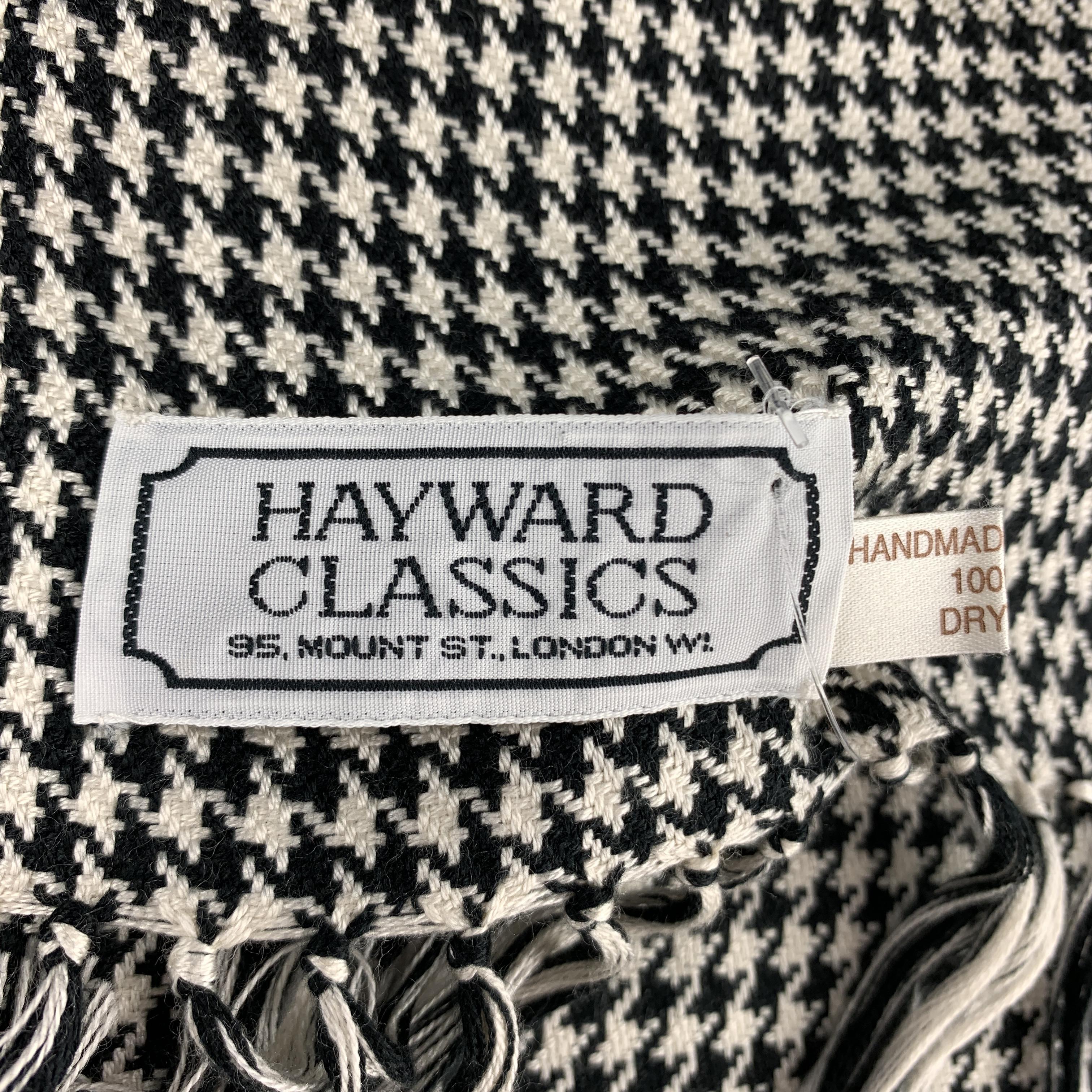 Men's HAYWARD LONDON Black & White Houndstooth Silk Fringe Scarf