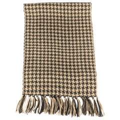 HAYWARD LONDON Grey & Beige Houndstooth Alpaca Fringe Scarf