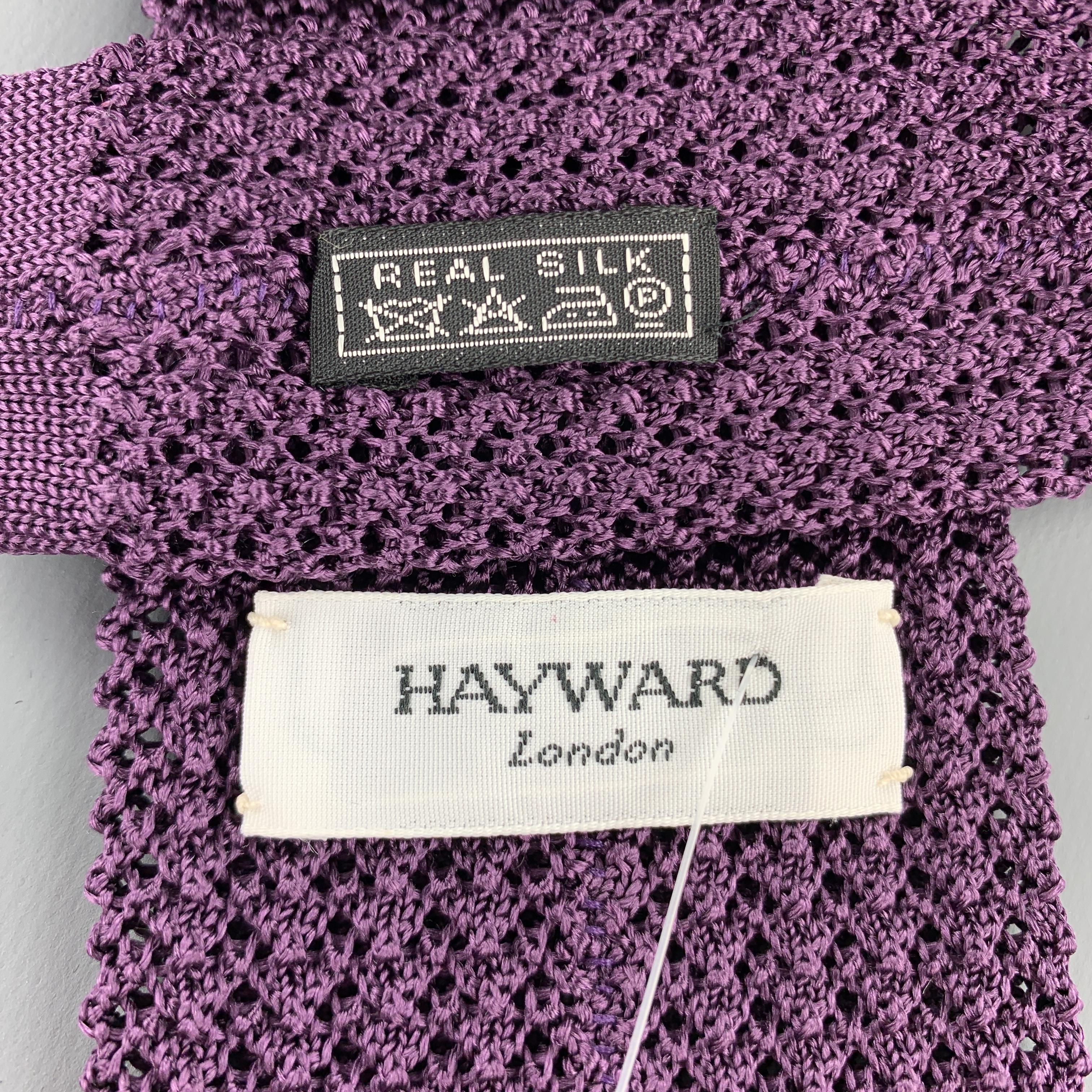 Black HAYWARD LONDON Muted Purple Silk Textured Knit Tie