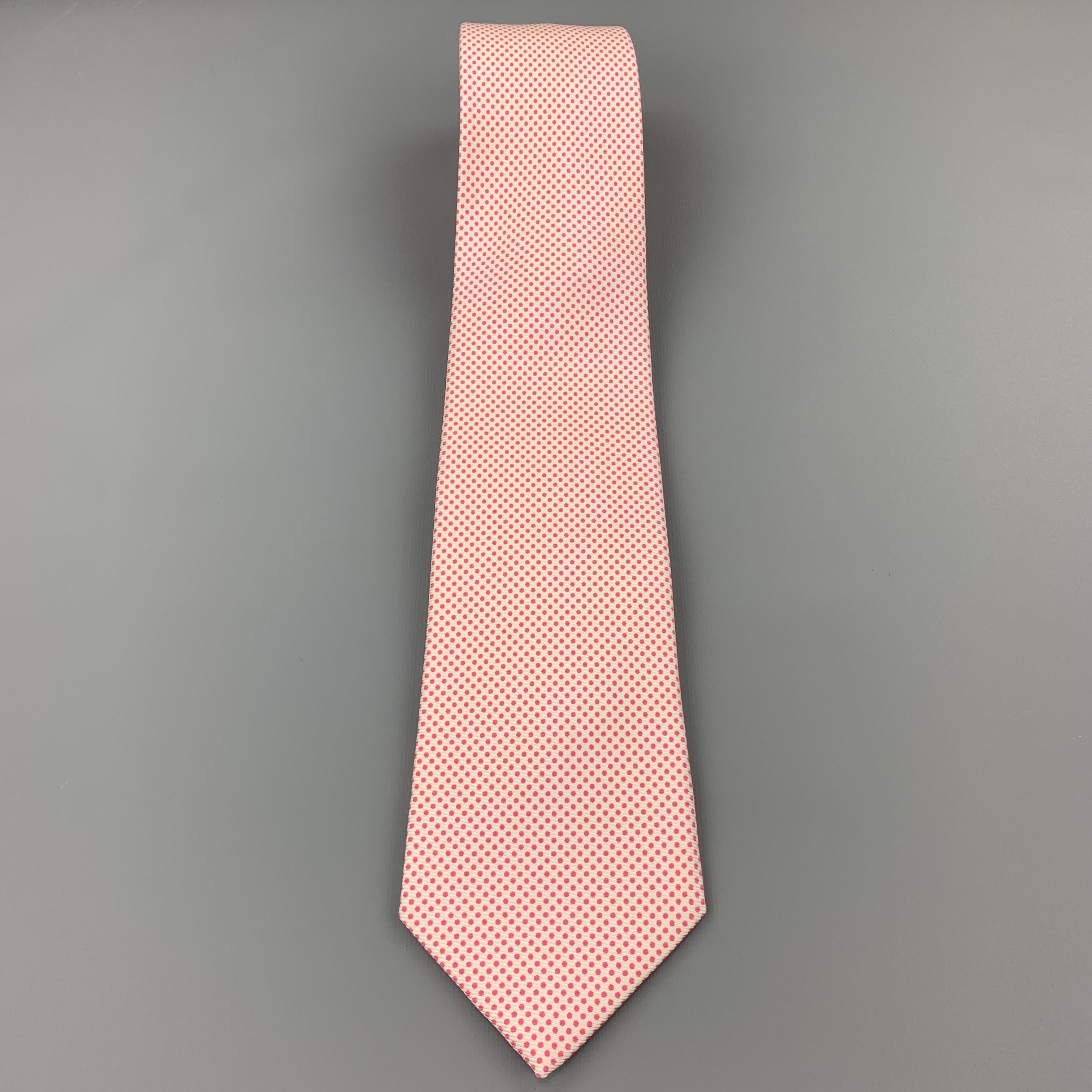 White HAYWARD LONDON Pink & Cream Dotted Silk Tie