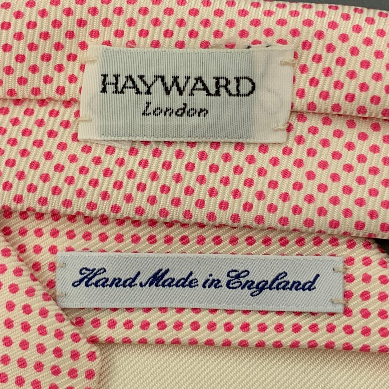 HAYWARD LONDON Pink & Cream Dotted Silk Tie In Excellent Condition In San Francisco, CA