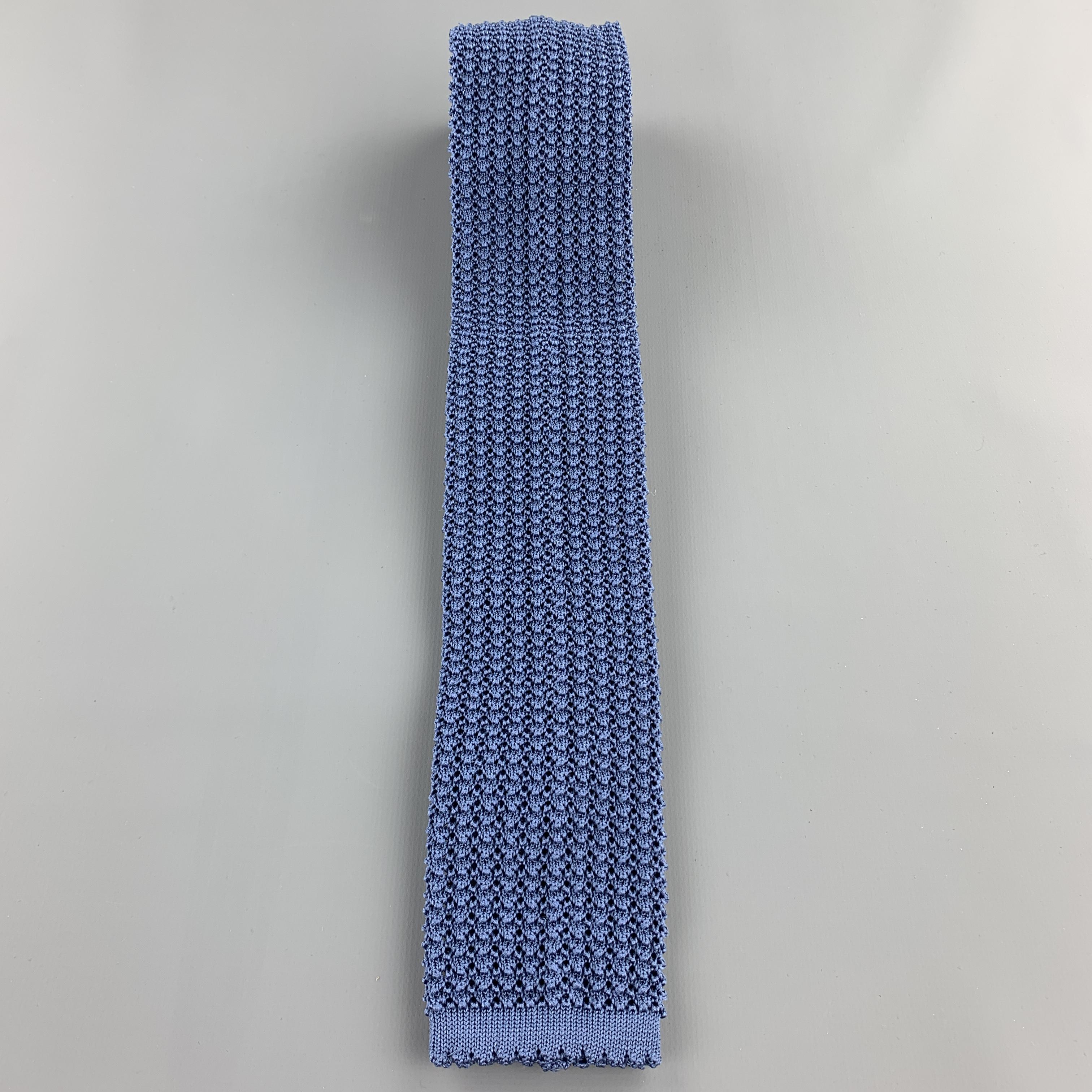 blue knitted tie