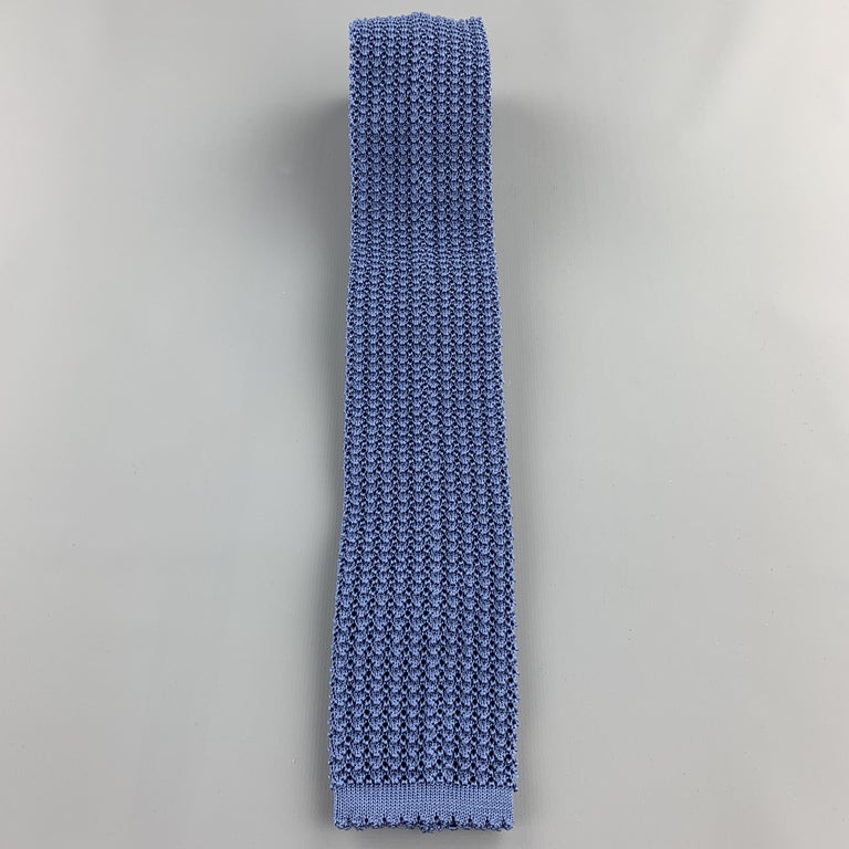 HAYWARD LONDON Steel Blue Silk Textured Knit Tie For Sale at 1stDibs