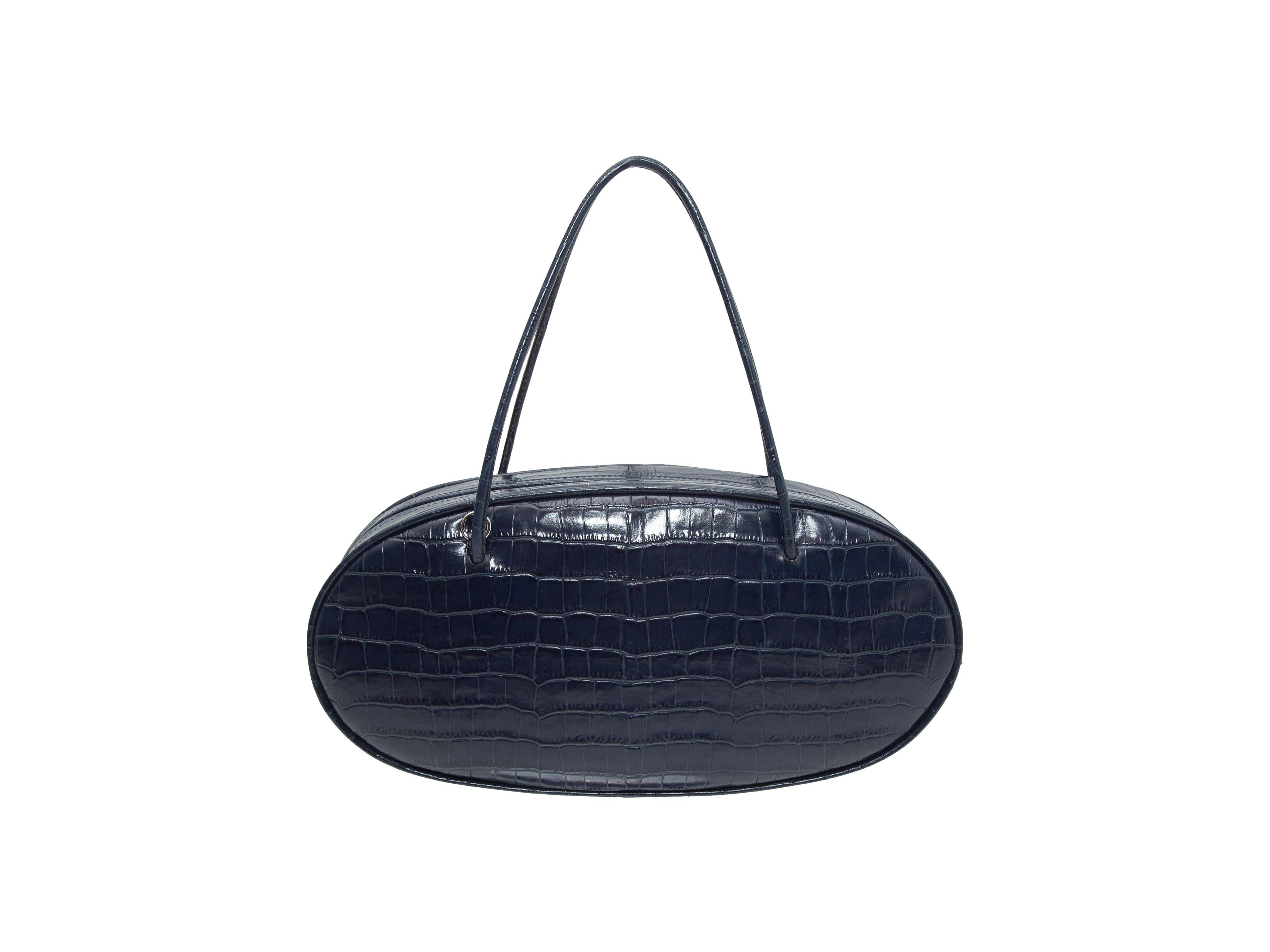 Black Hayward Navy Embossed Leather Oval Handbag