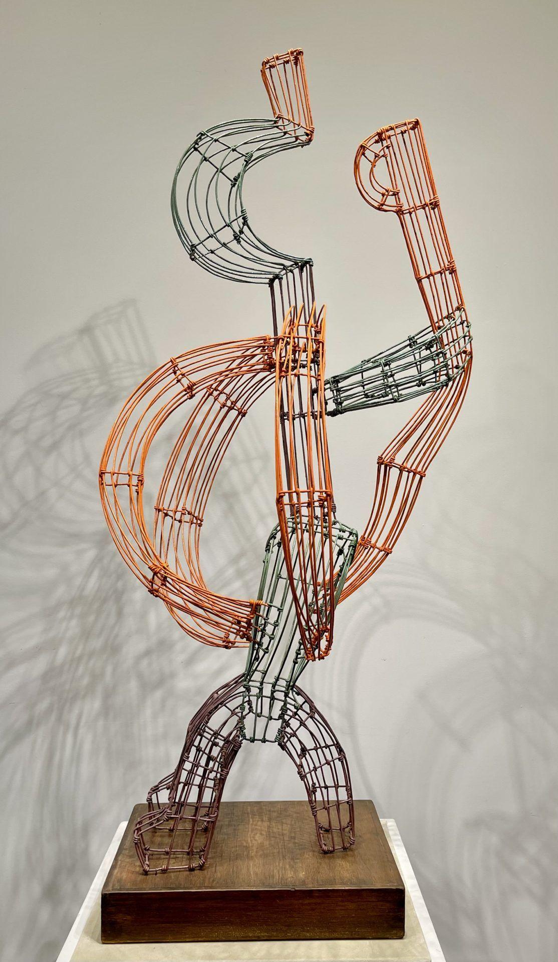"Hitch Hiked" Hayward Oubre, Painted Wire Sculpture, Southern Black Artist