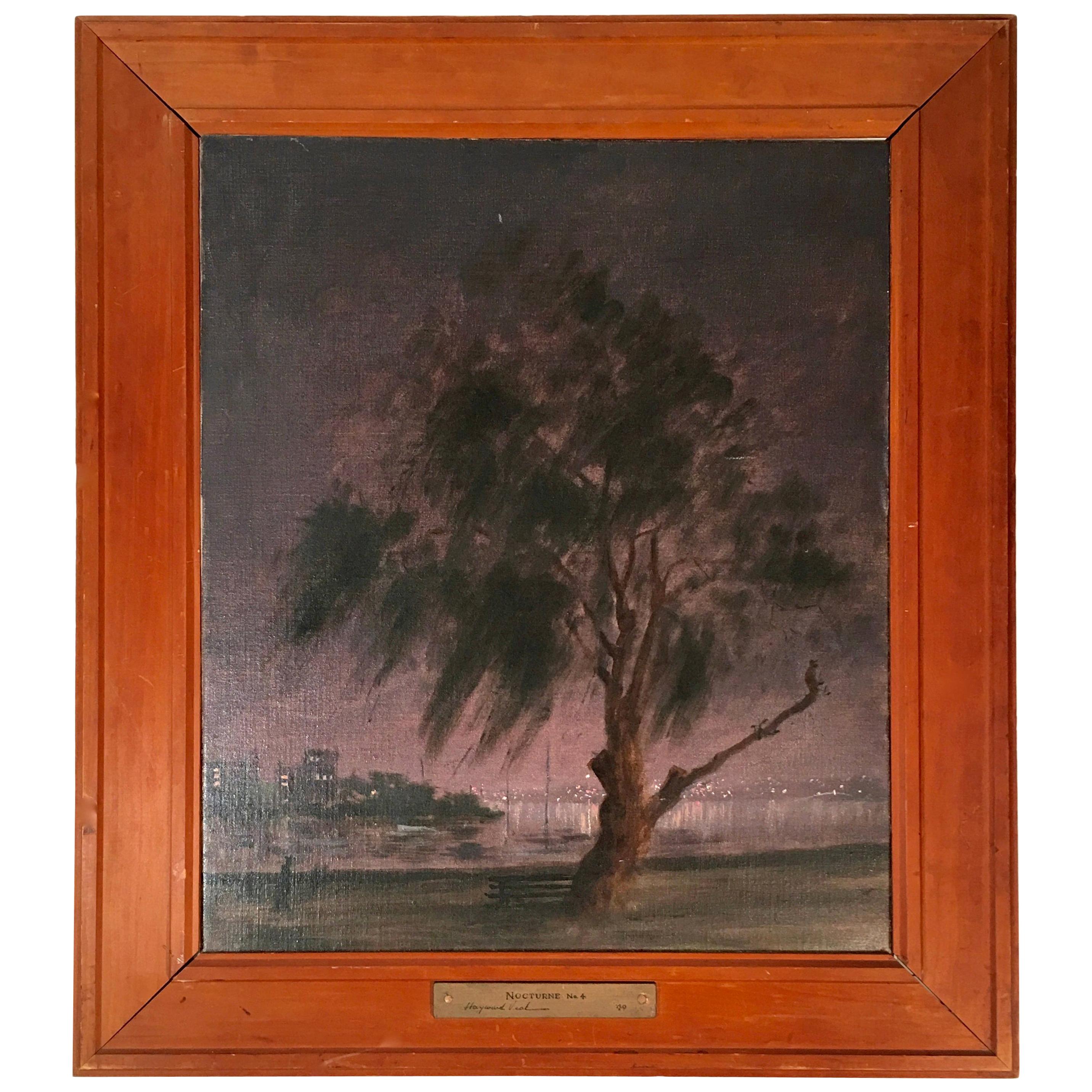Hayward Veal - Peinture de paysage urbain au nocturne australien en vente