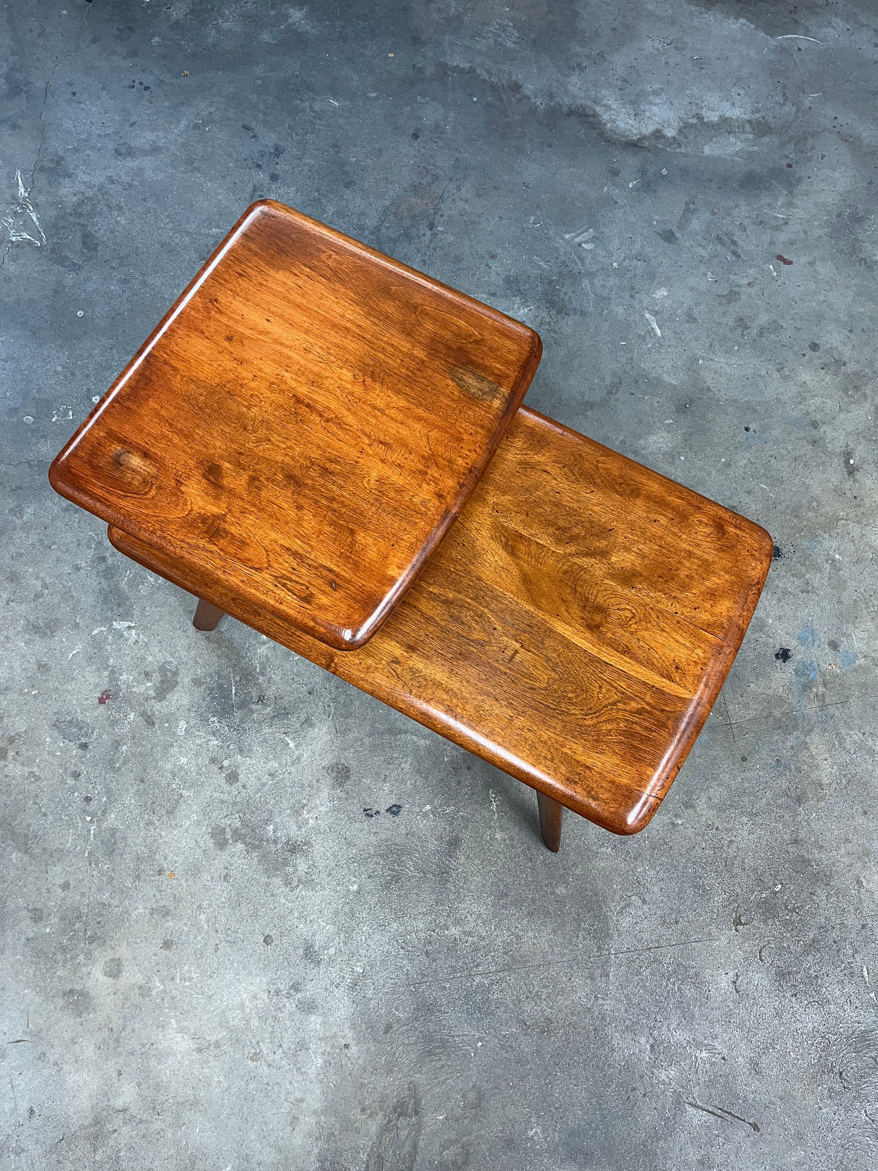 Haywood Wakefield 2 Tier Maple Wood Side Table 1960s (Signed) For Sale 2