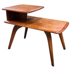 Haywood Wakefield 2 Tier Maple Wood Side Table 1960s (Signed)