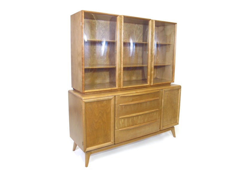 Heywood Wakefield China with Bubble Glass Hutch at 1stDibs