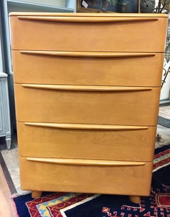 Haywood Wakefield Mid-Century Modern Champagne Five Drawer Dresser Chest Drawers