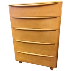 Haywood Wakefield Mid-Century Modern Champagne Five Drawer Dresser Chest Drawers