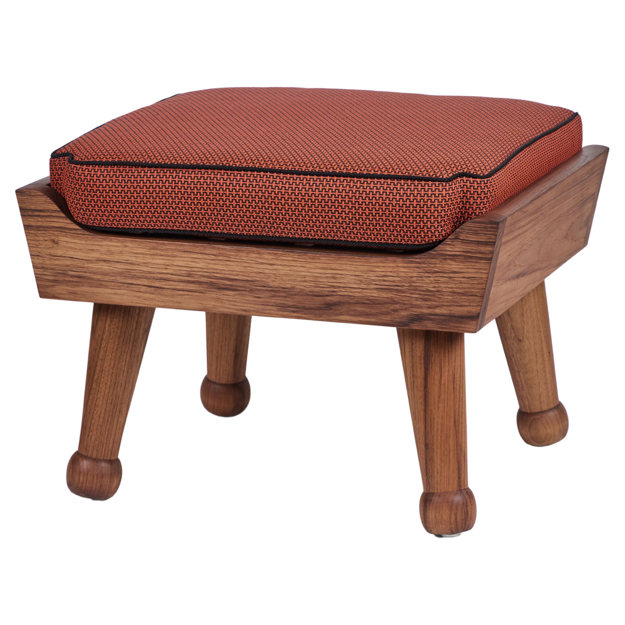 Hayworth Indoor/Outdoor Ottoman, in Teak with Cushion, by August Abode