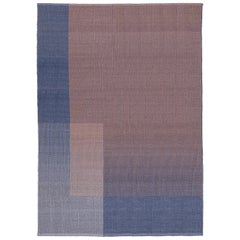 Haze Contemporary Kilim Area Rug Wool Handwoven Lake in Blue Large