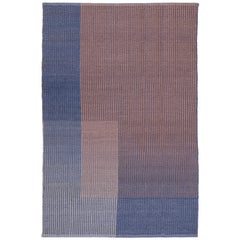 Haze Contemporary Kilim Area Rug Wool Handwoven Lake in Blue Small