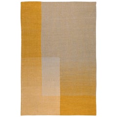 Haze Contemporary Kilim Area Rug Wool Handwoven in Yellow Small in Stock