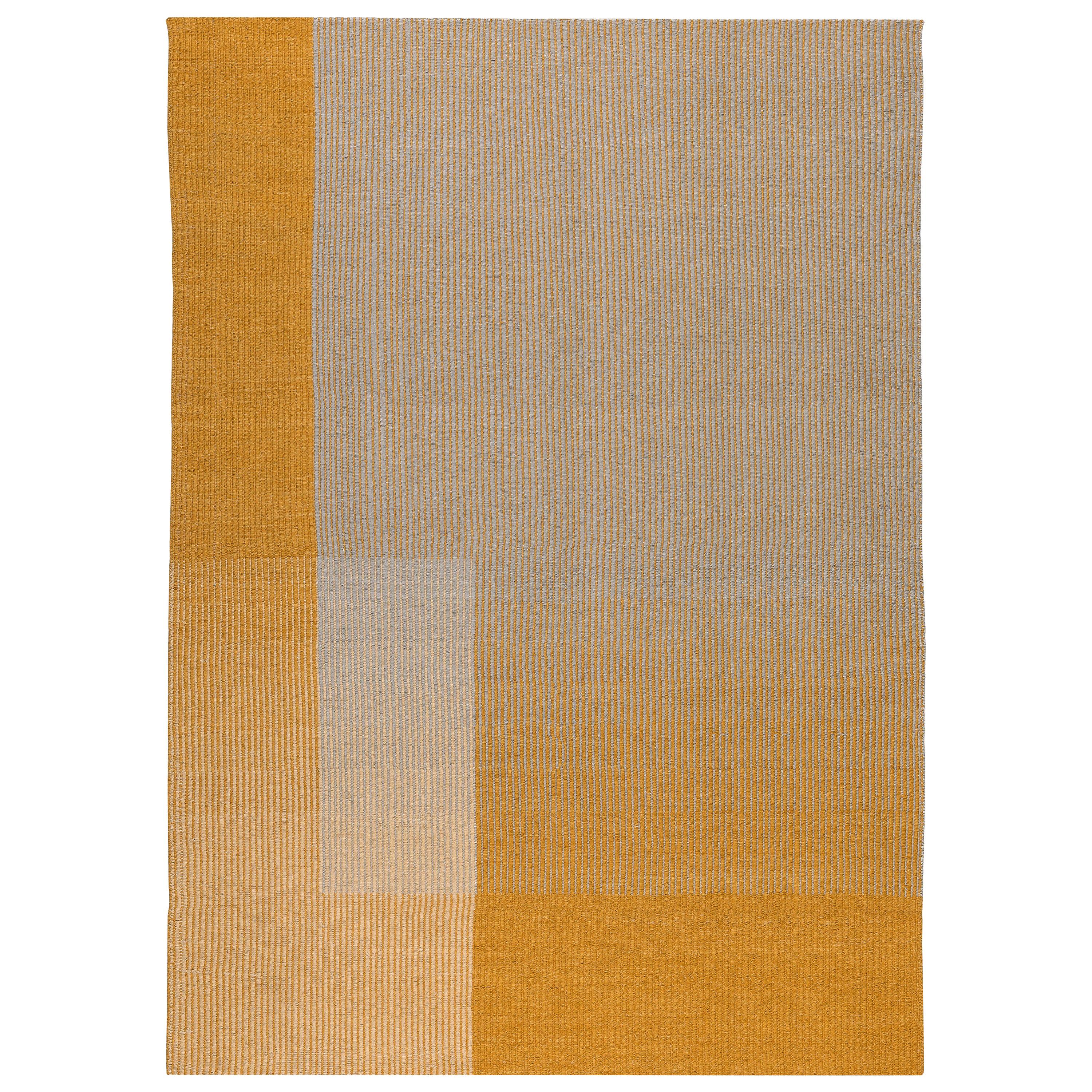 Haze Contemporary Kilim Area Rug Wool Handwoven Tuscan Sun Yellow in Stock