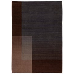 Haze Contemporary Kilim Area Rug Wool Handwoven Twilight in Brown Large