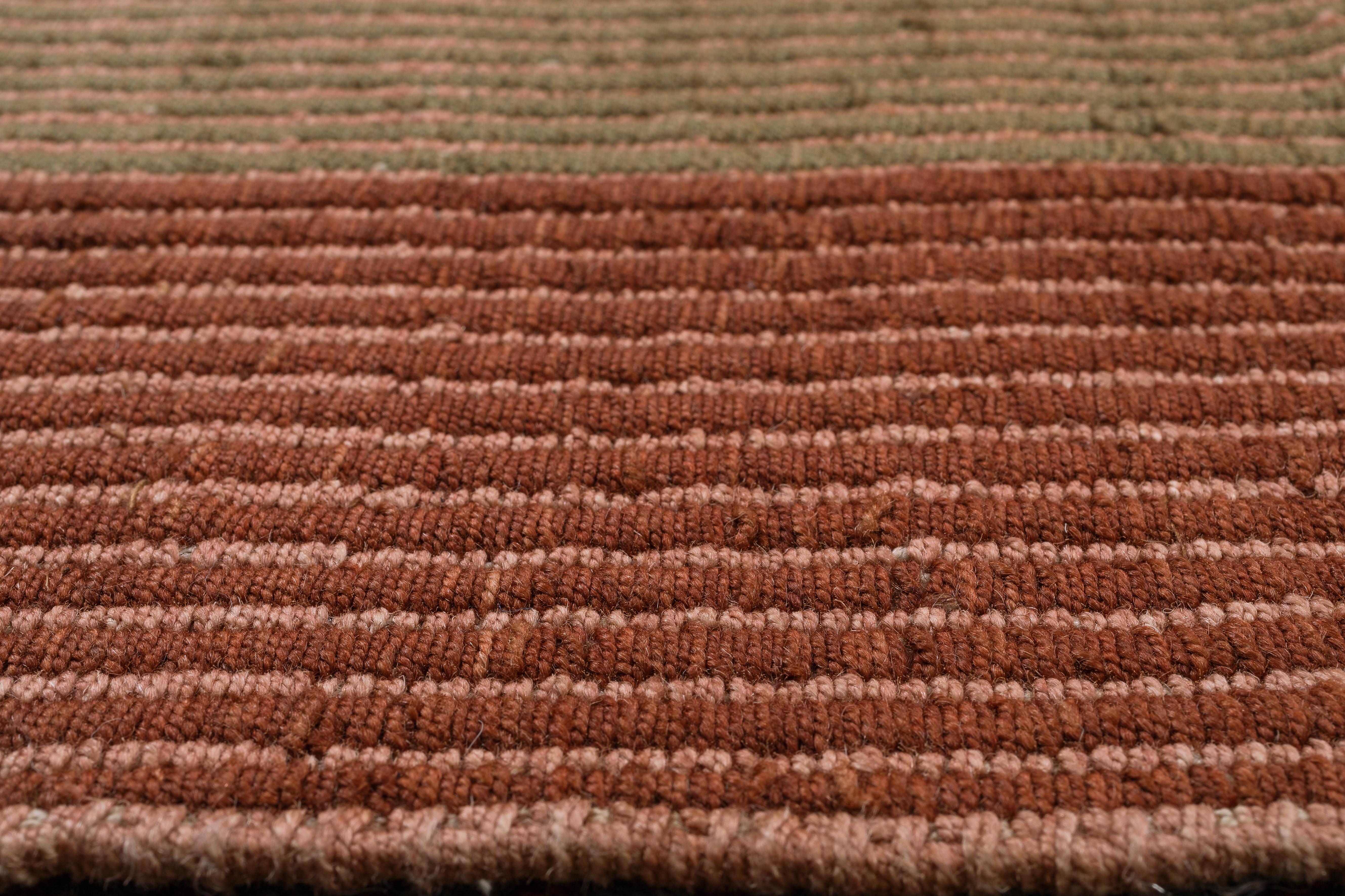 Turkish HAZE Contemporary Kilim Area Rug Wool Handwoven Vineyard in Terracotta Red Large