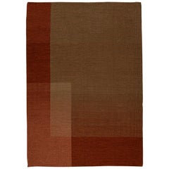HAZE Contemporary Kilim Area Rug Wool Handwoven Vineyard in Terracotta Red Large