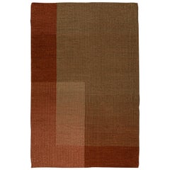 Haze Contemporary Kilim Area Rug Wool Handwoven Vineyard in Terracotta Red Small