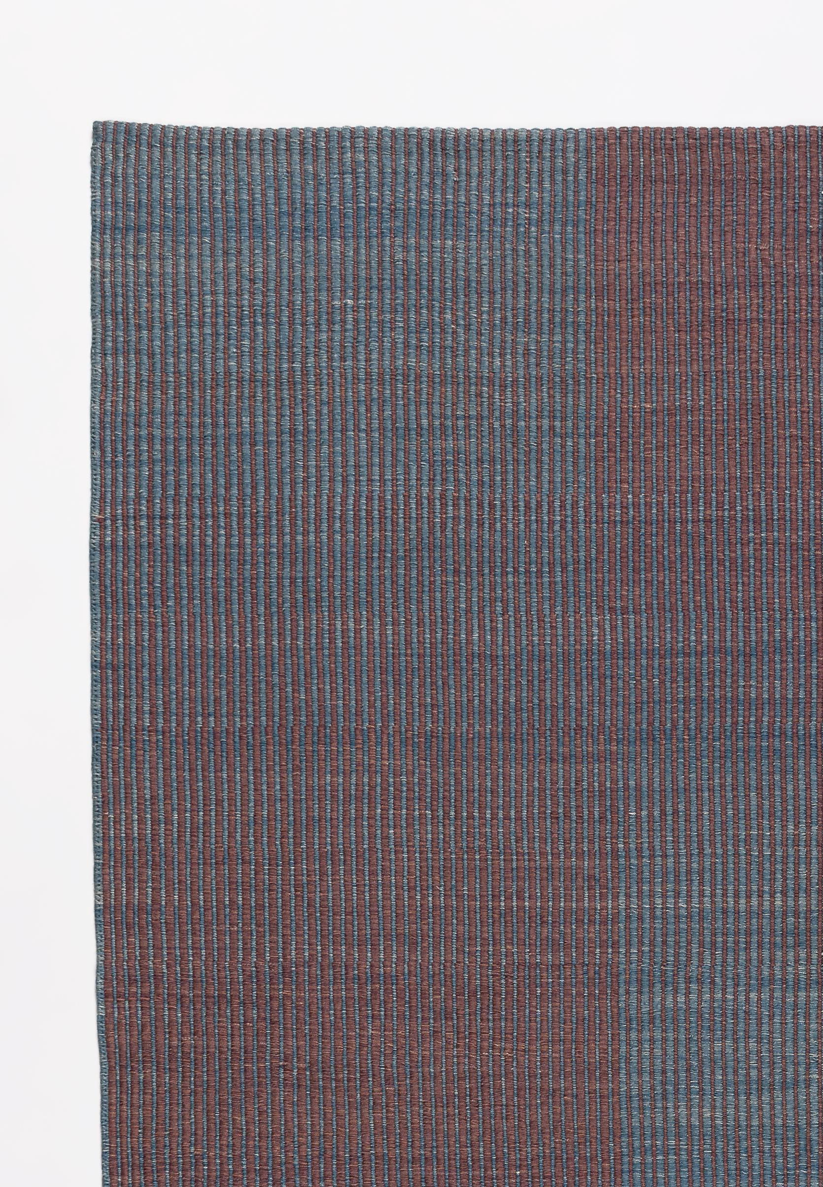 Turkish Haze Contemporary Kilim Wool Rug Handwoven in Blue and Purple For Sale