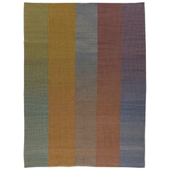 Haze Editions Contemporary Kilim Area Rug Wool Handwoven in Blue in Stock