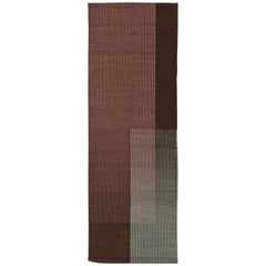 Haze Editions Contemporary Kilim Runner Wool Handwoven in Brown in Stock