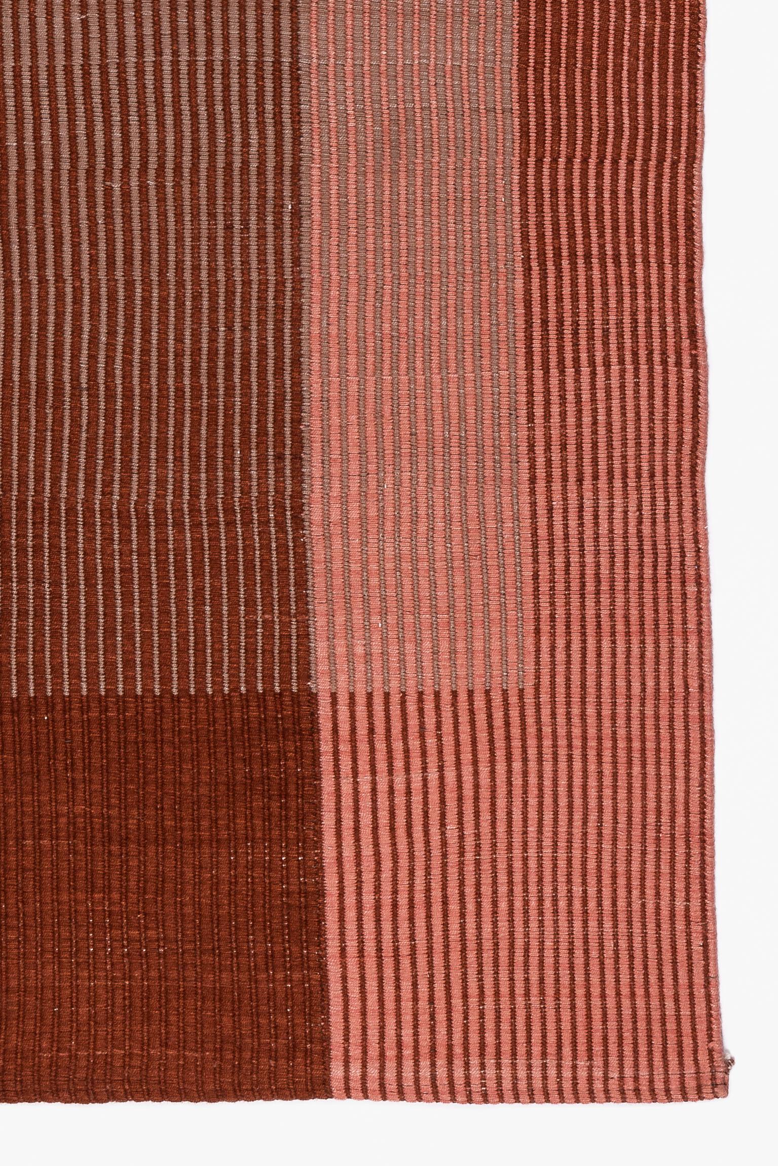 Modern Haze Editions Contemporary Kilim Runner Wool Handwoven Terracotta Red