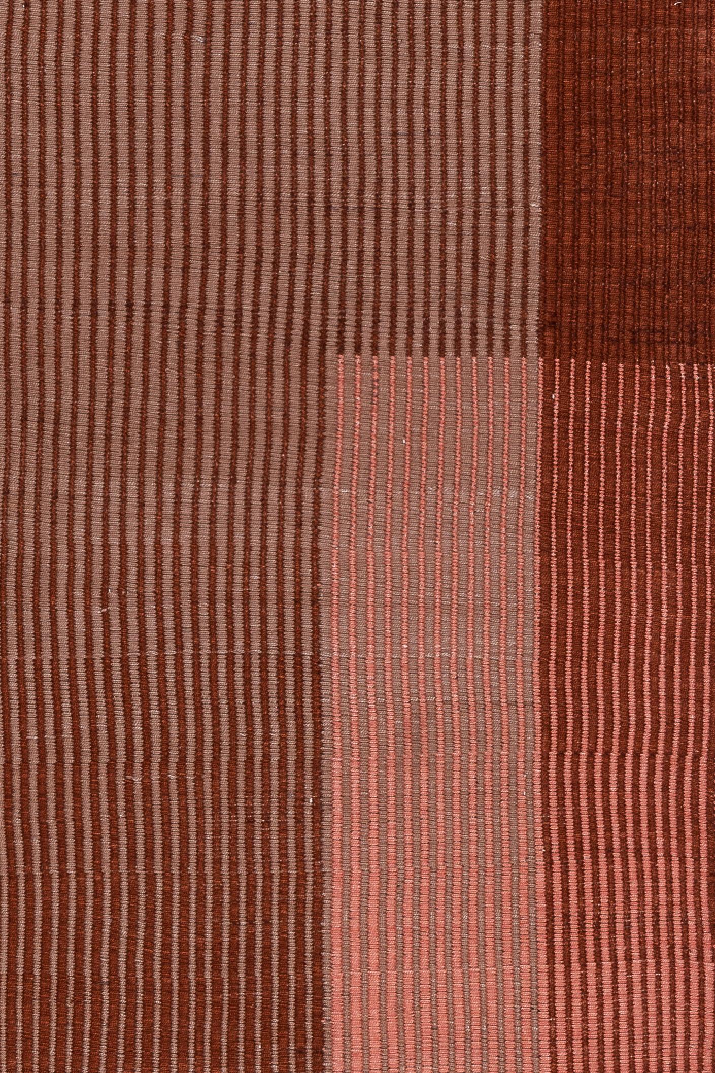 Turkish Haze Editions Contemporary Kilim Runner Wool Handwoven Terracotta Red